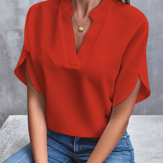 Blusa Lena Fluida con Escote en V y Manga Ancha