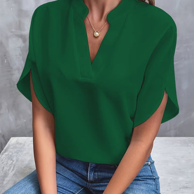 Blusa Lena Fluida con Escote en V y Manga Ancha