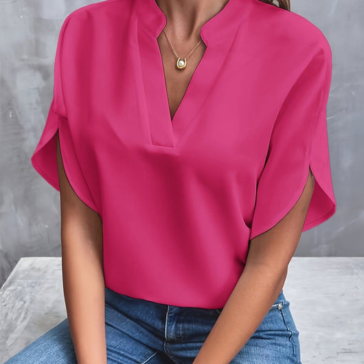 Blusa Lena Fluida con Escote en V y Manga Ancha