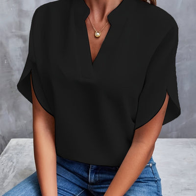 Blusa Lena Fluida con Escote en V y Manga Ancha