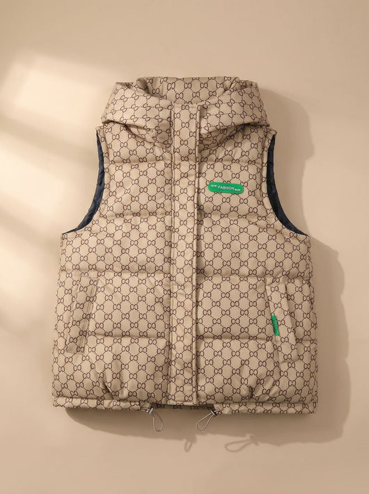 Chaleco Marlene Acolchado con Capucha y Estampado Integral