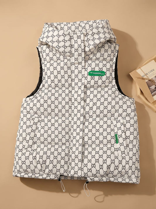 Chaleco Marlene Acolchado con Capucha y Estampado Integral