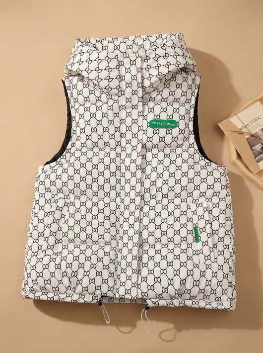Chaleco Marlene Acolchado con Capucha y Estampado Integral