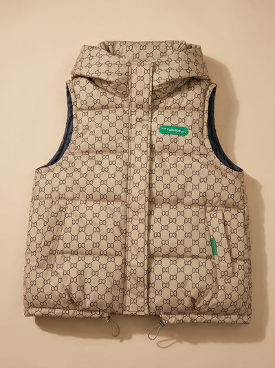 Chaleco Marlene Acolchado con Capucha y Estampado Integral