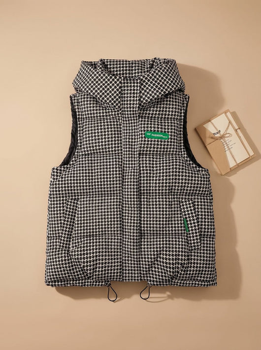 Chaleco Marlene Acolchado con Capucha y Estampado Integral