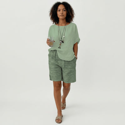 Shorts Clara de Rayas de Corte Relajado