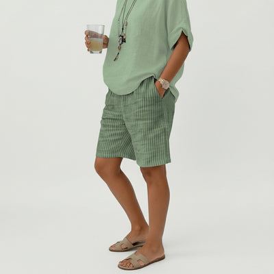 Shorts Clara de Rayas de Corte Relajado