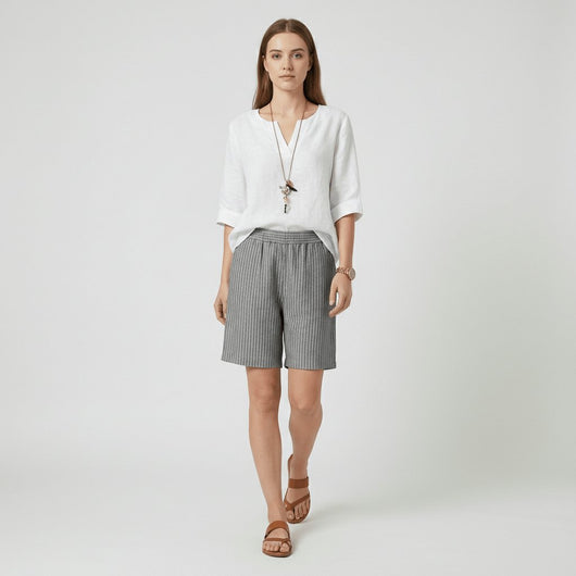 Shorts Clara de Rayas de Corte Relajado