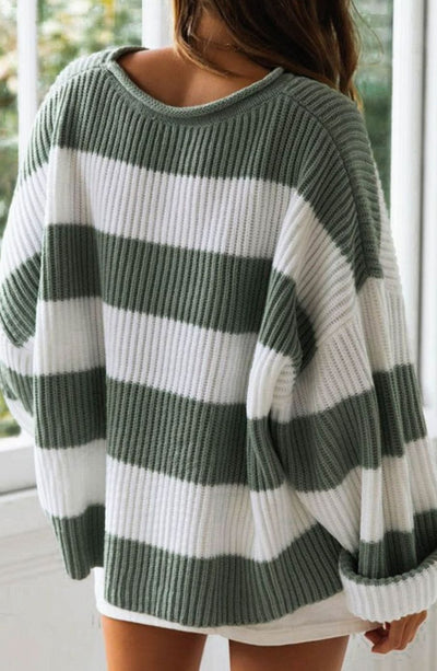 Jersey Greta a Rayas Oversize con Cuello Redondo