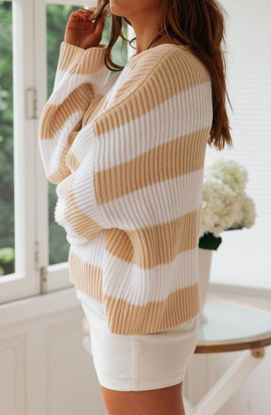 Jersey Greta a Rayas Oversize con Cuello Redondo