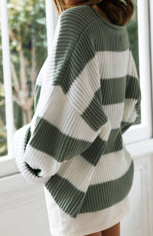 Jersey Greta a Rayas Oversize con Cuello Redondo
