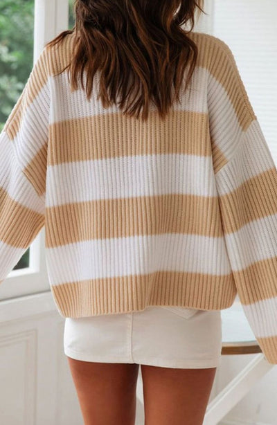 Jersey Greta a Rayas Oversize con Cuello Redondo