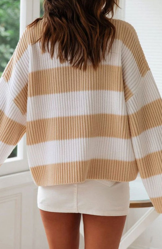 Jersey Greta a Rayas Oversize con Cuello Redondo