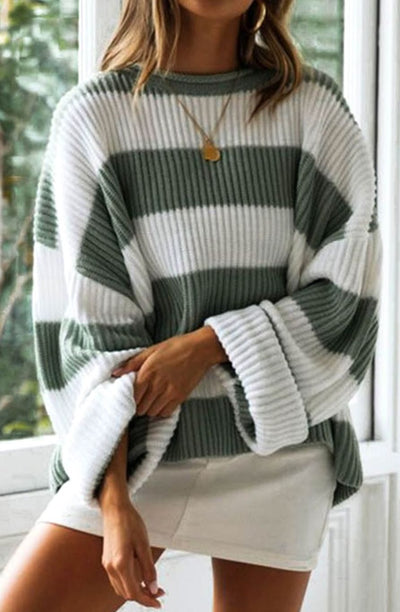 Jersey Greta a Rayas Oversize con Cuello Redondo