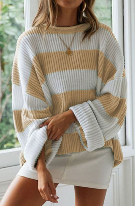 Jersey Greta a Rayas Oversize con Cuello Redondo