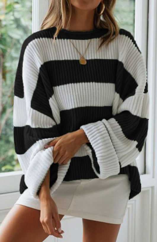 Jersey Greta a Rayas Oversize con Cuello Redondo