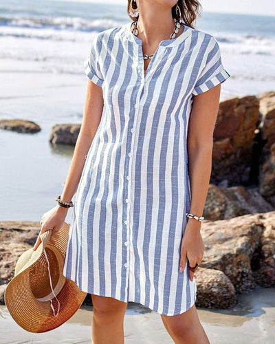 Vestido Camisero Johanna de Lino a Rayas