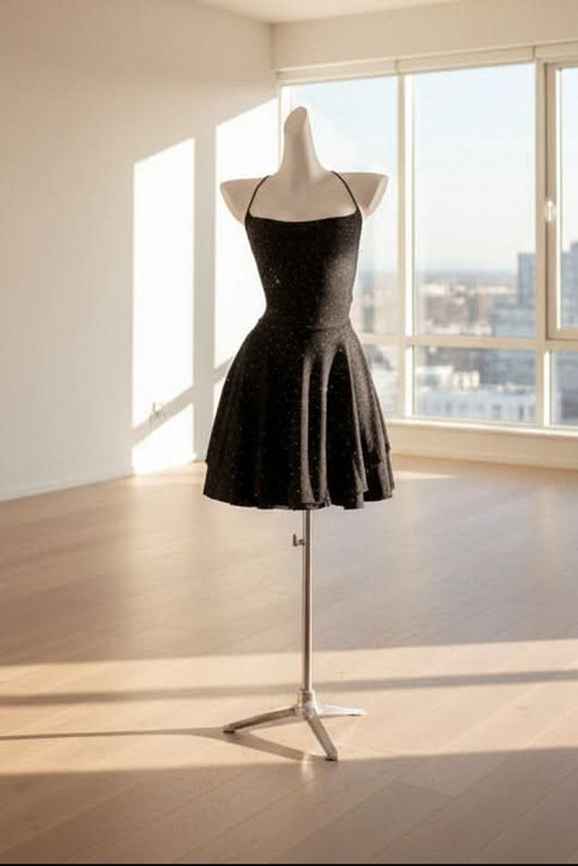 Vestido Corto Marlene de Lentejuelas con Falda de Vuelo