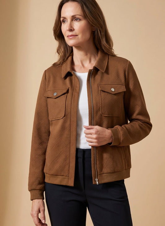 Chaqueta Johanna Acolchada con Bolsillos y Cuello Camisero