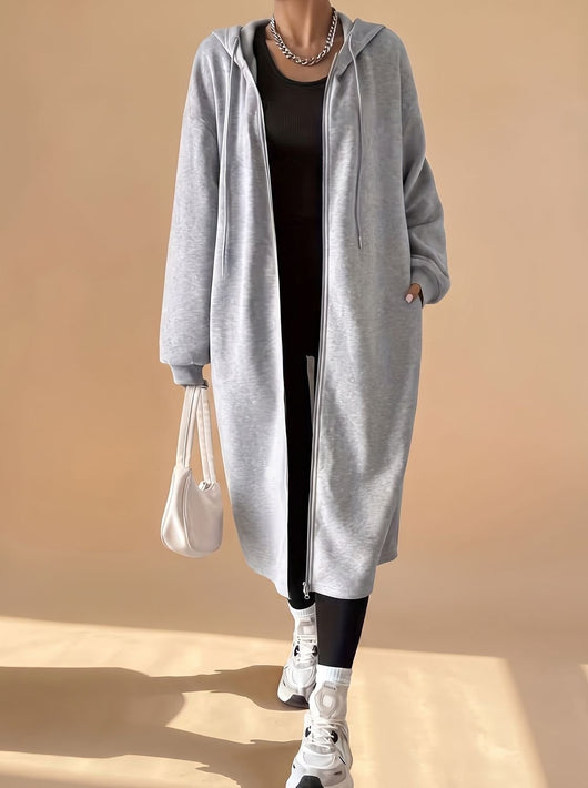 Chaqueta Frieda Larga con Capucha y Cremallera