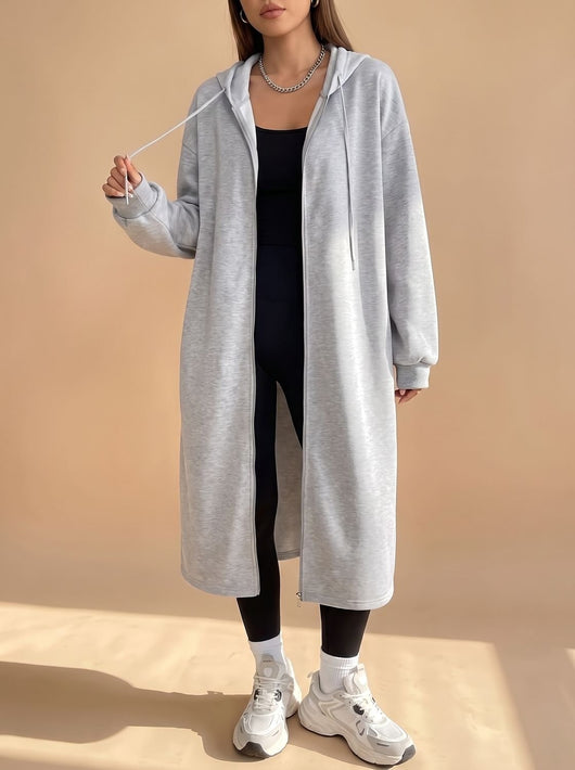 Chaqueta Frieda Larga con Capucha y Cremallera