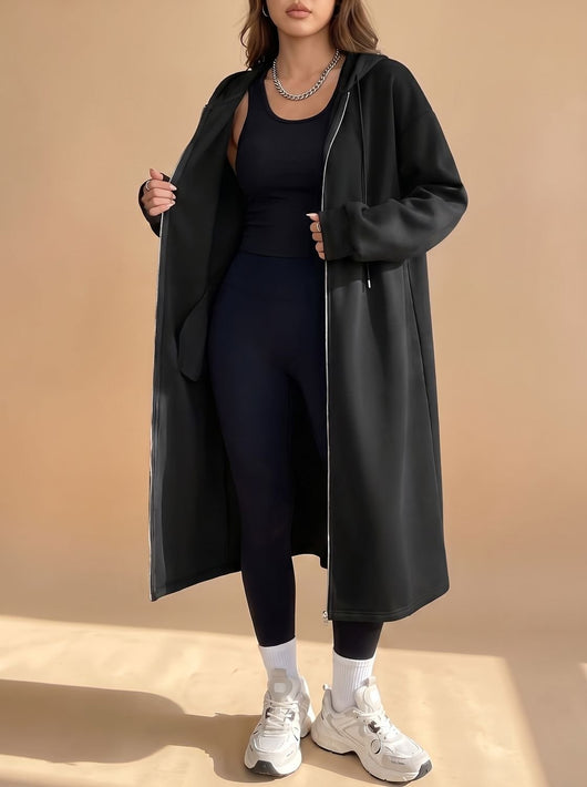 Chaqueta Frieda Larga con Capucha y Cremallera