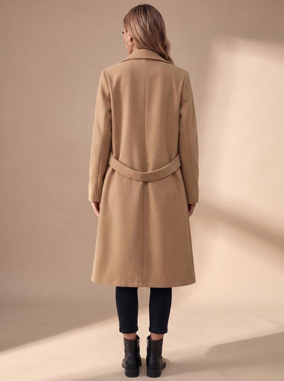 Abrigo de Invierno Katharina Largo con Solapa de Muesca