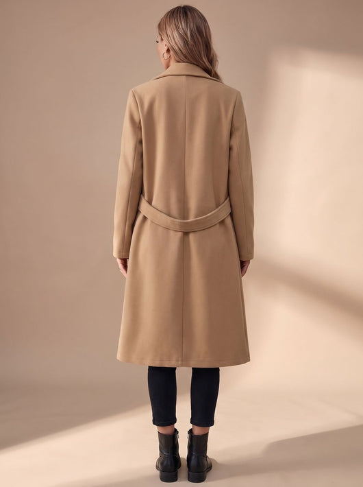 Abrigo de Invierno Katharina Largo con Solapa de Muesca