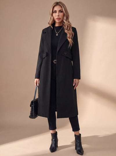 Abrigo de Invierno Katharina Largo con Solapa de Muesca