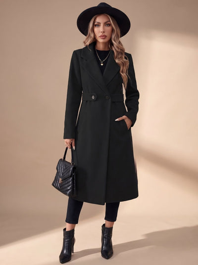 Abrigo de Invierno Katharina Largo con Solapa de Muesca