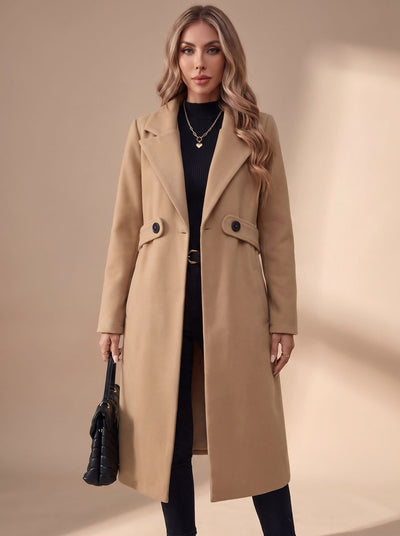 Abrigo de Invierno Katharina Largo con Solapa de Muesca