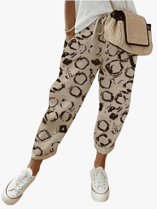 Pantalón de Verano Sophie con Cordón y Estampado Abstracto