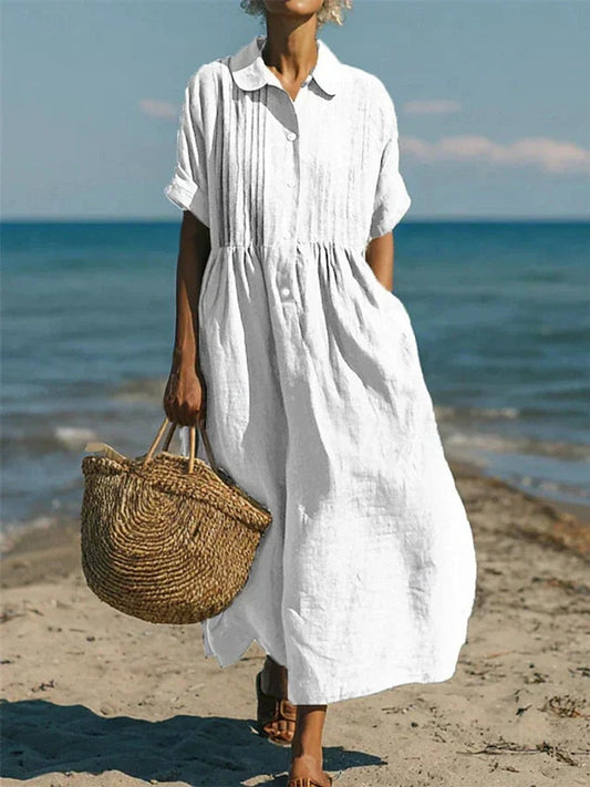 Vestido Camisero Midi Lena de Manga Corta