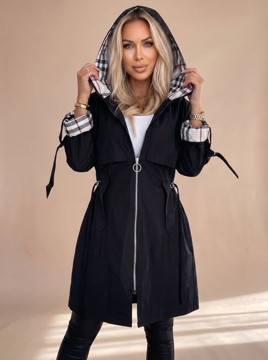 Gabardina Luisa de Cuadros con Capucha