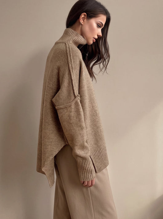 Conjunto Sophie de Punto Oversize con Cuello Alto y Pantalón Ancho