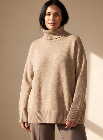 Conjunto Sophie de Punto Oversize con Cuello Alto y Pantalón Ancho