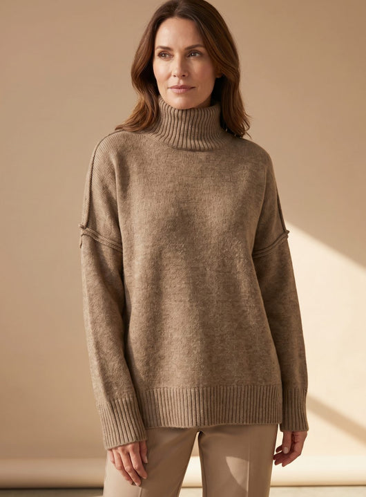 Conjunto Sophie de Punto Oversize con Cuello Alto y Pantalón Ancho
