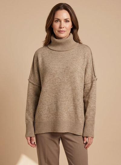 Conjunto Sophie de Punto Oversize con Cuello Alto y Pantalón Ancho