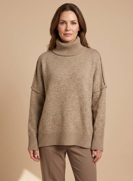 Conjunto Sophie de Punto Oversize con Cuello Alto y Pantalón Ancho
