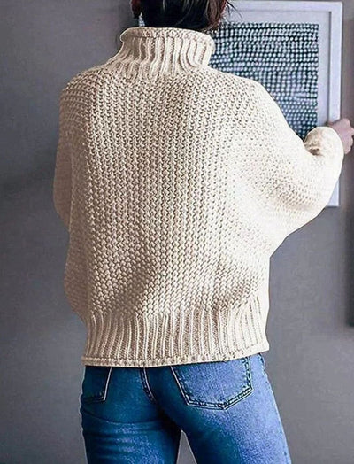 Jersey Lena Oversize de Cuello Alto en Punto Grueso