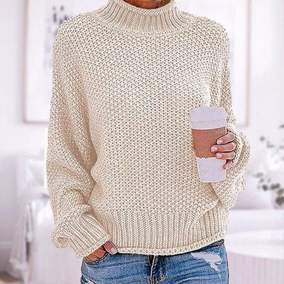 Jersey Lena Oversize de Cuello Alto en Punto Grueso
