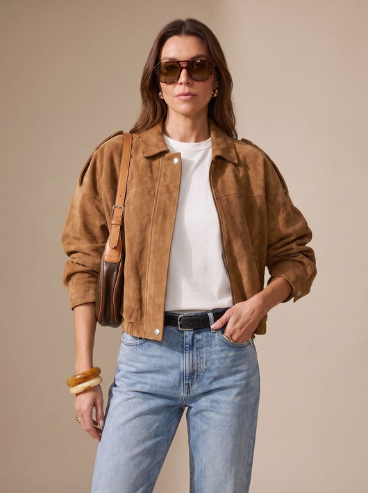 Chaqueta Corta Oversize Lena con Botones Metálicos