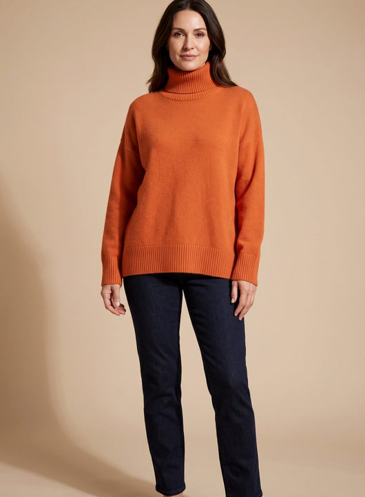 Jersey Clara Oversize de Cuello Alto y Manga Larga