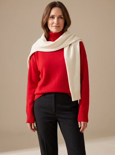 Jersey Clara Oversize de Cuello Alto y Manga Larga