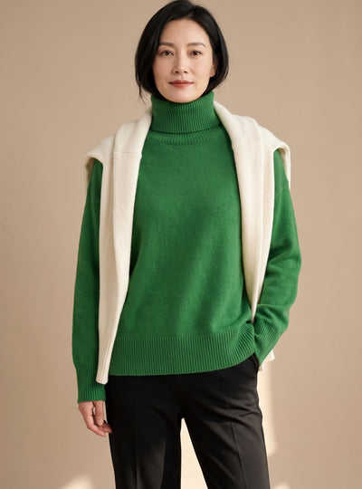 Jersey Clara Oversize de Cuello Alto y Manga Larga