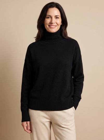 Jersey Clara Oversize de Cuello Alto y Manga Larga