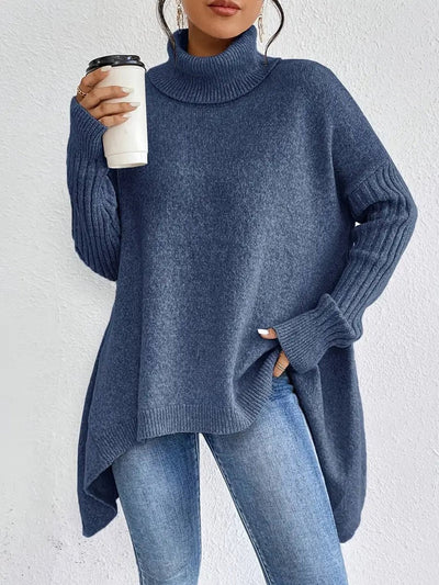 Jersey Greta Oversize de Cuello Vuelto de Canalé