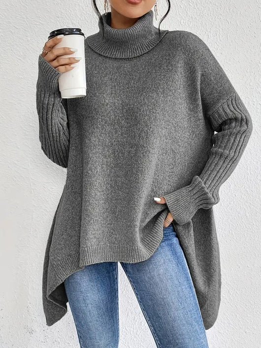 Jersey Greta Oversize de Cuello Vuelto de Canalé
