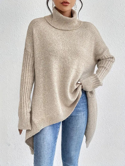 Jersey Greta Oversize de Cuello Vuelto de Canalé