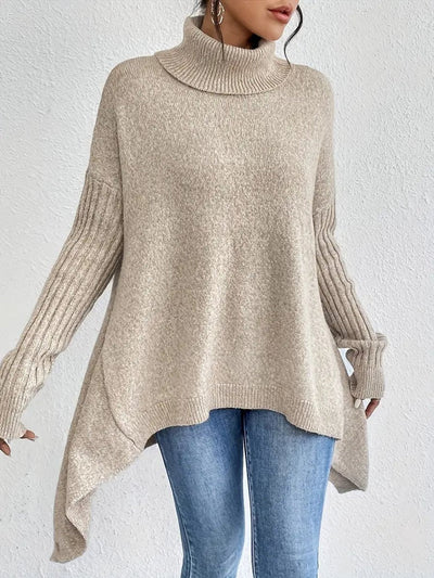 Jersey Greta Oversize de Cuello Vuelto de Canalé